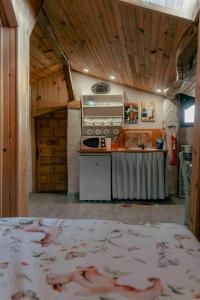 a kitchen with a stove and a sink in a room at Suite La Mansion Casa Rural in La Toba +60 photos