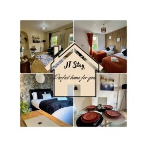 a collage of pictures of a hotel room at Stylish apartment in the City Centre in Spinney Hill