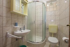 ヴィニシュチェにあるApartments by the sea Vinisce, Trogir - 24197のトイレ、洗面台、シャワー付きのバスルーム +24枚の写真