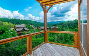 a view from the balcony of a cabin in the mountains at Beary Relaxed in Sevierville