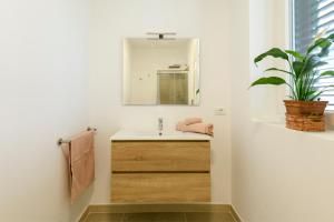 a bathroom with a sink and a mirror at Villa Giustina in Romàns dʼIsonzo