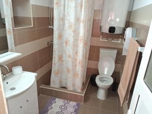 a small bathroom with a toilet and a sink at Casa Elena in 2 Mai +90 photos