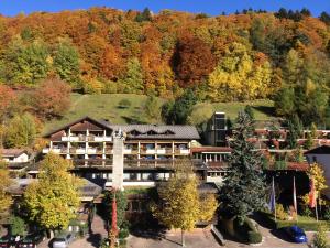 an aerial view of a resort in the mountains at Aktiv & Spa Hotel Alpenrose in Schruns