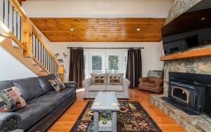 赛维尔维尔Shadow Ridge Retreat的带沙发和壁炉的客厅
