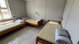 a room with two beds and a window at Gaya's Guest House in Harhorin