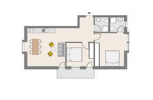 Grundriss der Unterkunft Villa Salus Whg 5 Auszeit - mit 2 Bädern und Balkon