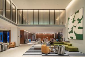 Χώρος καθιστικού στο Shanghai Jiading New Town Suisse Place Apartment Hotel