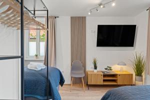 Μια τηλεόραση ή/και κέντρο ψυχαγωγίας στο WINETIME - Apartment Edenkoben - für bis zu 3 Personen - gemütlich an der südlichen Weinstraße zwischen Landau und Neustadt - nähe Villa Ludwigshöhe - Rietburg