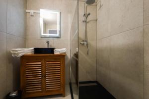 a bathroom with a sink and a shower at Le Clos des Lilas in Chazey-sur-Ain +24 photos