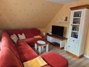 TV a/nebo společenská místnost v ubytování Große Ferienwohnung in der Natur Husum Hattstedt Nordsee Meer