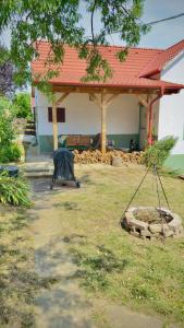 a house with a swing in a yard at ÉletVirága Vendégház in Bálványos +3 photos