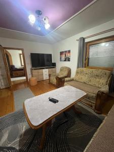 a living room with a couch and a coffee table at Apartment GREEN HOUSE in Šempas