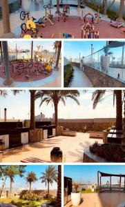 un collage de photos d'un parc avec des palmiers dans l'établissement AlenaHome, à Sabkhah