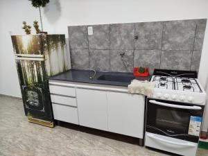 a kitchen with a stove and a sink at Quinta El sol in Reconquista