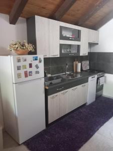 a kitchen with a white refrigerator and a sink at Lahor in Bihać +36 photos