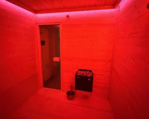 a red room with a mirror and a red light at Smart Resorts B&B2 BB2 308 in Winterberg +44 photos