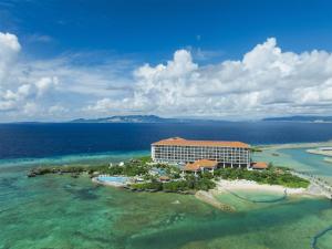 an aerial view of a resort on an island in the ocean at Hyatt Regency Seragaki Island Okinawa in Onna