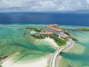 an aerial view of a resort on a beach at Hyatt Regency Seragaki Island Okinawa in Onna