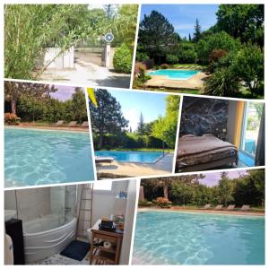 a collage of pictures of a swimming pool at Chambre meublé Eden à Noves in Noves