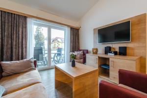 a living room with a couch and a tv at Apartment 311 in Feldberg