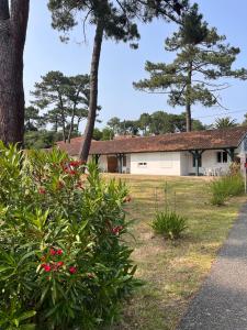 a house with trees and flowers in a yard at Les Pastourelles in Capbreton