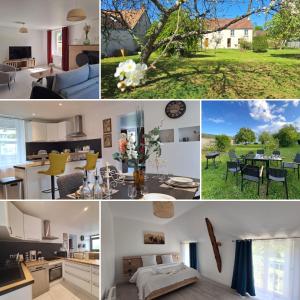 a collage of photos of a house at La Rochoise - Parking, Wifi, proche Fontainebleau in La Grande-Paroisse