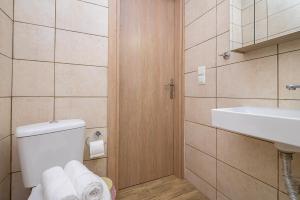 a bathroom with a toilet and a sink at Olive House 3 in Alexandroupoli +10 photos