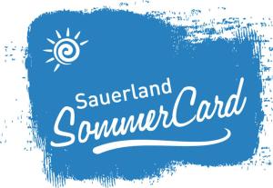 a sign that reads savant summit card on a blue background at Chalet Schneeglück Winterberg mit Sauna Terrasse Grill 11 Gäste in Winterberg +18 photos