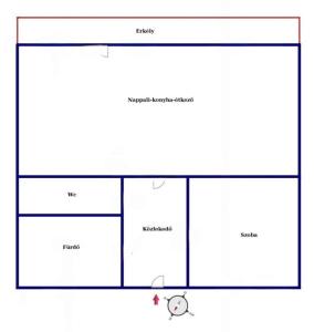 a floor plan of a building with the names of the buildings at Petofi Downtown in Kecskemét