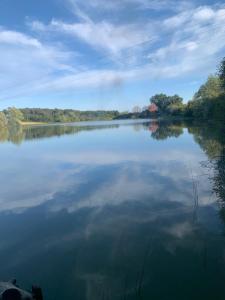 a large body of water with trees in the background at Lac du logerie in La Puye
