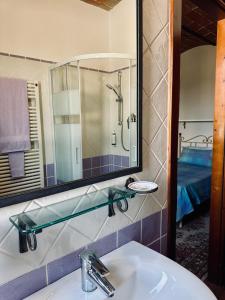 a bathroom with a sink and a mirror at Agriturismo Sabidor in Malalbergo +70 photos