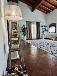 a living room with a ladder and a large rug at Agriturismo Sabidor in Malalbergo
