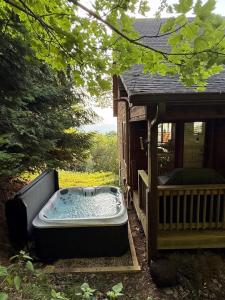 Zahrada ubytování Cabin with amazing long-range mountain views, hot tub, fire pit, EV connection