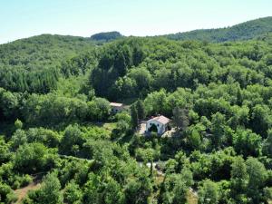 an aerial view of a house in the middle of a forest at Belvilla by OYO Nonno Raoul in Castel Focognano