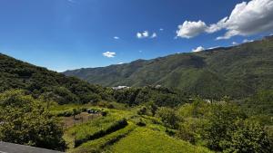 The quiet yellow house في Pornassio: منظر للوادي مع الجبال في الخلفية