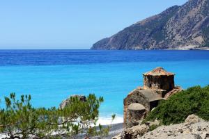 a view of the ocean from the beach at Calypso in Agia Roumeli