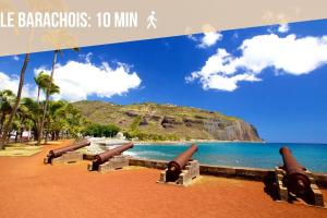 a banner with a picture of a beach with cannonballs at Le Zélia - Studio au coeur de Saint-Denis in Saint-Denis