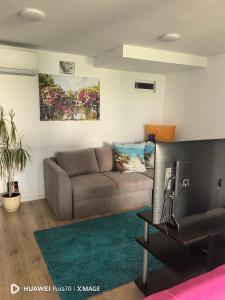a living room with a couch and a green rug at Casa M in Kranevo +13 photos