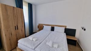 シネモレツにあるSineva Apartments Sinemoretsのベッドルーム1室(白いシーツとタオル付きのベッド1台付) +29枚の写真