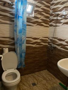 un bagno con un water e un lavandino di Rezo's House a Kvariati Altre 37 foto