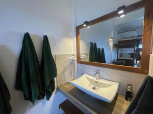 un bagno con lavandino e specchio di Zion View Ella Green Retreat a Ella