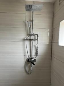 a shower with a hair dryer in a bathroom at Chandos Lodge in Lusaka
