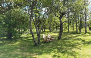 Arkösundにある4 Bedroom Gorgeous Home In Vikbolandetの木のベンチ