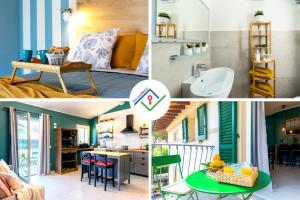 a collage of photos of a kitchen and a house at La Mansarda Chic by TuscanyWeGo in Prato +23 photos