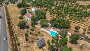 an aerial view of a house with a pool and trees at Alma Alentejo Villa in Bicos