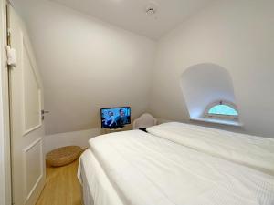 TV a/nebo společenská místnost v ubytování Landhaus Süderhof App 15 in Keitum mit Pool und Sauna