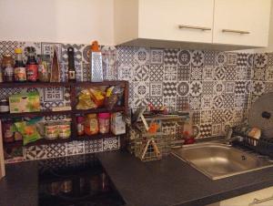 una cocina con fregadero y encimera en Place Longchamps, en Marsella