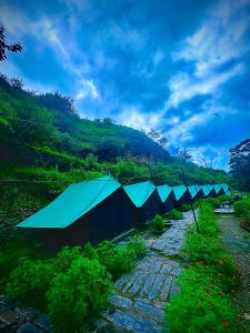 a row of tents lined up in a field at Venus Camping and resort Site in Kailāna