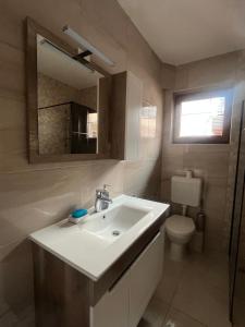 a bathroom with a sink and a toilet and a mirror at Kurtovic Han in Sarajevo +12 photos