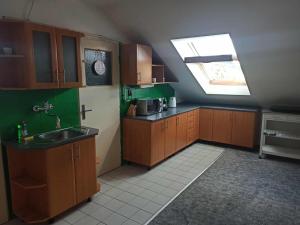 a small kitchen with a sink and a window at Apartment 3 floor in Vratimov